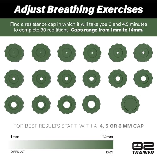 Bas Rutten O2 Inspiratory Muscle Training Device for Improving Diaphragmatic Breathing | Portable Lung Muscle and Respiratory Power Training Device | High Altitude Breathing Trainer | Green