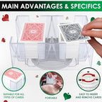 Dual Deck Revolving Card Holder - 360 Degree Poker Playing Cards Holder Canasta Card Holder Casino Accessories Acrylic Playing Card Holder for Playing Card Games - Clear Tray Poker Card Deck Holder