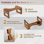 BLUEWEST Foldable Toilet Stool, Acacia Wood Poop Stool for Potty Training, 7 Inch Collapsible Bathroom Stool, Folding Stool for Adults with Non-Slip