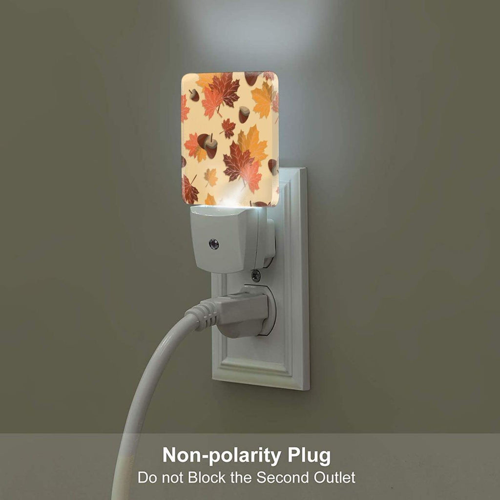 Plug-in LED Night Light, Maple Leaf Fall Set of 2 Dusk-to-Dawn Auto Sensor Decor Lamp