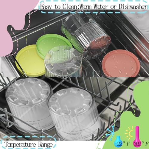 4 Pack Containers Replacement for Ninja,Creami Pints and Lids 24oz Compatible with Ninja NC501 NC500 Series Deluxe Ice Cream Makers XL Cups Dishwasher Safe (24OZ)