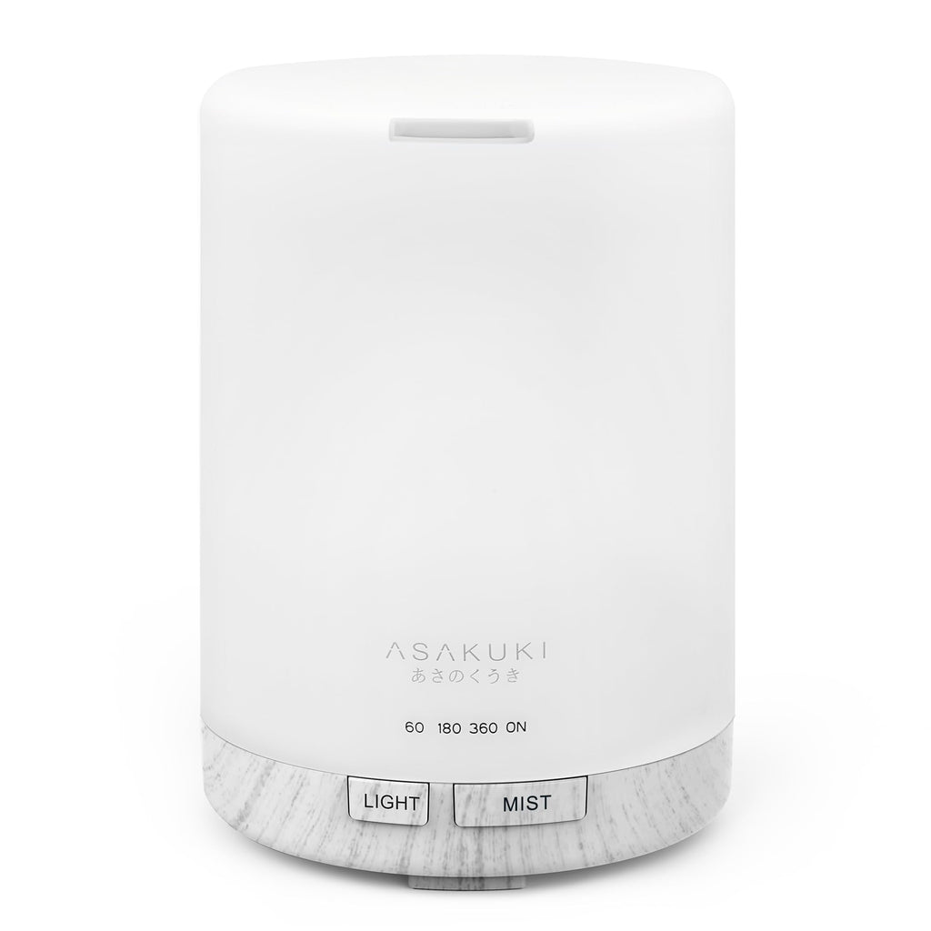 ASAKUKI 300ML Essential Oil Diffuser, Quiet 5-in-1 Premium Humidifier, Natural Home Fragrance Aroma Diffuser with 7 LED Color Changing Light and Auto-Off Safety Switch-White