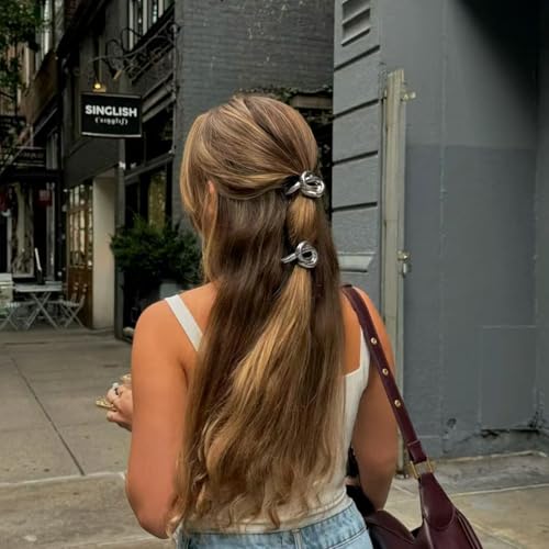 Hair Ties for Women, Sliver Metal Hair Cuffs Hair Accessories Elastic Hair Ties Ponytail Cuff Hair Bands for Both Thick Hair and Thin Hair