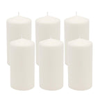 Stonebriar 6 Count Tall 3 x 6 Inch 65 Hour Long Burning Unscented White Wax Pillar Candles