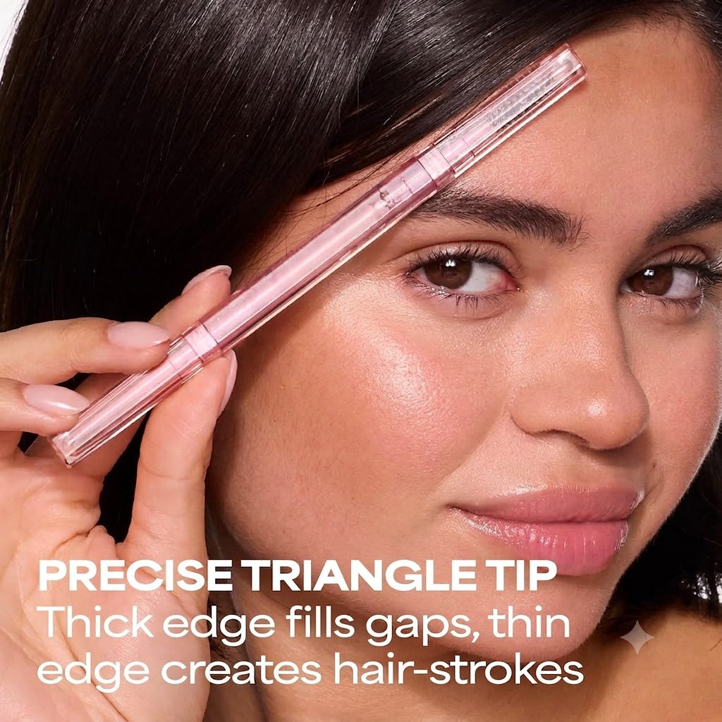 XtendBrows Shape & Sculpt Brow Pencil - Medium To Dark - Natural Look Eyebrow Filler Pen with Triangle Tip & Spoolie - Long-Wearing Definer for Fuller Natural Brows - Vegan & Cruelty Free