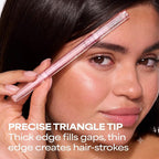 XtendBrows Shape & Sculpt Brow Pencil - Medium To Dark - Natural Look Eyebrow Filler Pen with Triangle Tip & Spoolie - Long-Wearing Definer for Fuller Natural Brows - Vegan & Cruelty Free