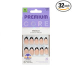 Core, Press On Nails, Nail glue included, 'Full of Fun', Black, Medium Size, Almond Shape, Includes 32 Nails, 2g Glue, 1 Manicure Stick, 1 Mini File