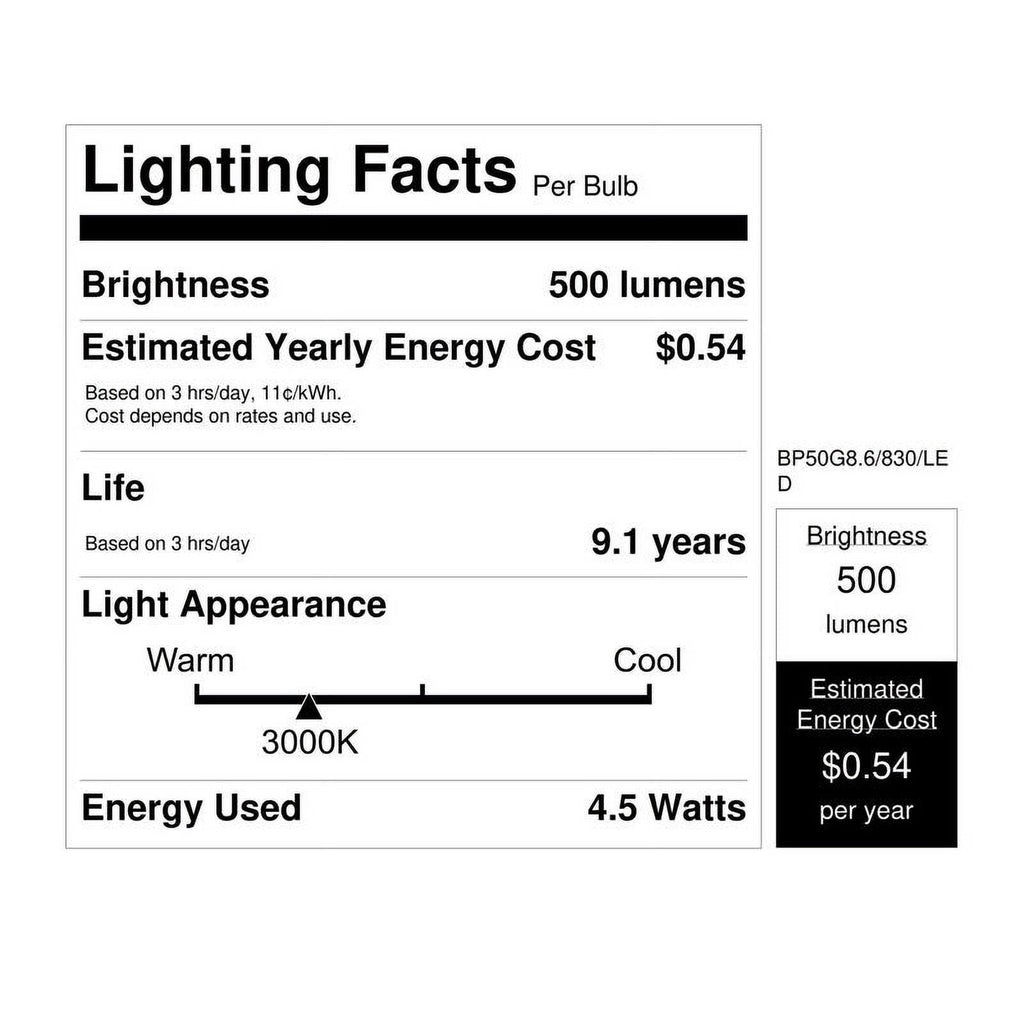 Feit Electric Gy8.6 LED Bulb Warm White 50 Watt Equivalence 3000k 500l