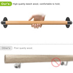 SELEWARE 36 Inch Wood Handrail Indoor Stairs Handrail Wall Mount Handrail w/Sturdy Metal Barckets, Barrier-Free Staircase Grab Bar for Elderly, 1.3 Inch Round