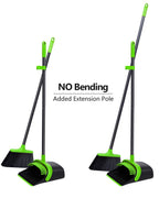 Broom and Dustpan Set,Broom and Dustpan Set for Home,52’’ Long Handle Broom with Dustpan Combo Set,Standing Broom and Dust Pan Set Heavy Duty,Dust Pan and Broom Combo for Kitchen Office Lobby Floor