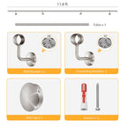 ROTHLEY Metal Stair Railing Handrail: 11.8FT Stainless Steel Hand Railings for Stairs Outdoor Indoor Wall Mount Stair Handrail Complete Kit 1.6" Round Hand Rail for Elderly & Kids (Brushed Finish)