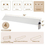 Bedluxe King Wedge Pillow Headboard, Bed Wedge Pillow for Headboard, Bed Gap Filler King - Fill The Gap (0-7")(Air-Layer White, 76"x10"x6")