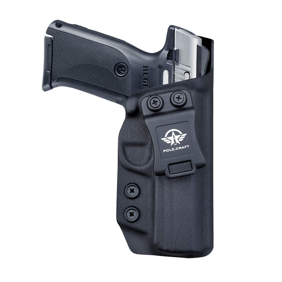 Ruger SR9 Holster, Ruger SR40 Holster - Kydex IWB Holster Ruger SR9 / Ruger SR40 Holster IWB - Inside Waistband Holster Widened Entrance For Ruger SR9 / SR40 Accessories ( Black, Right Hand)