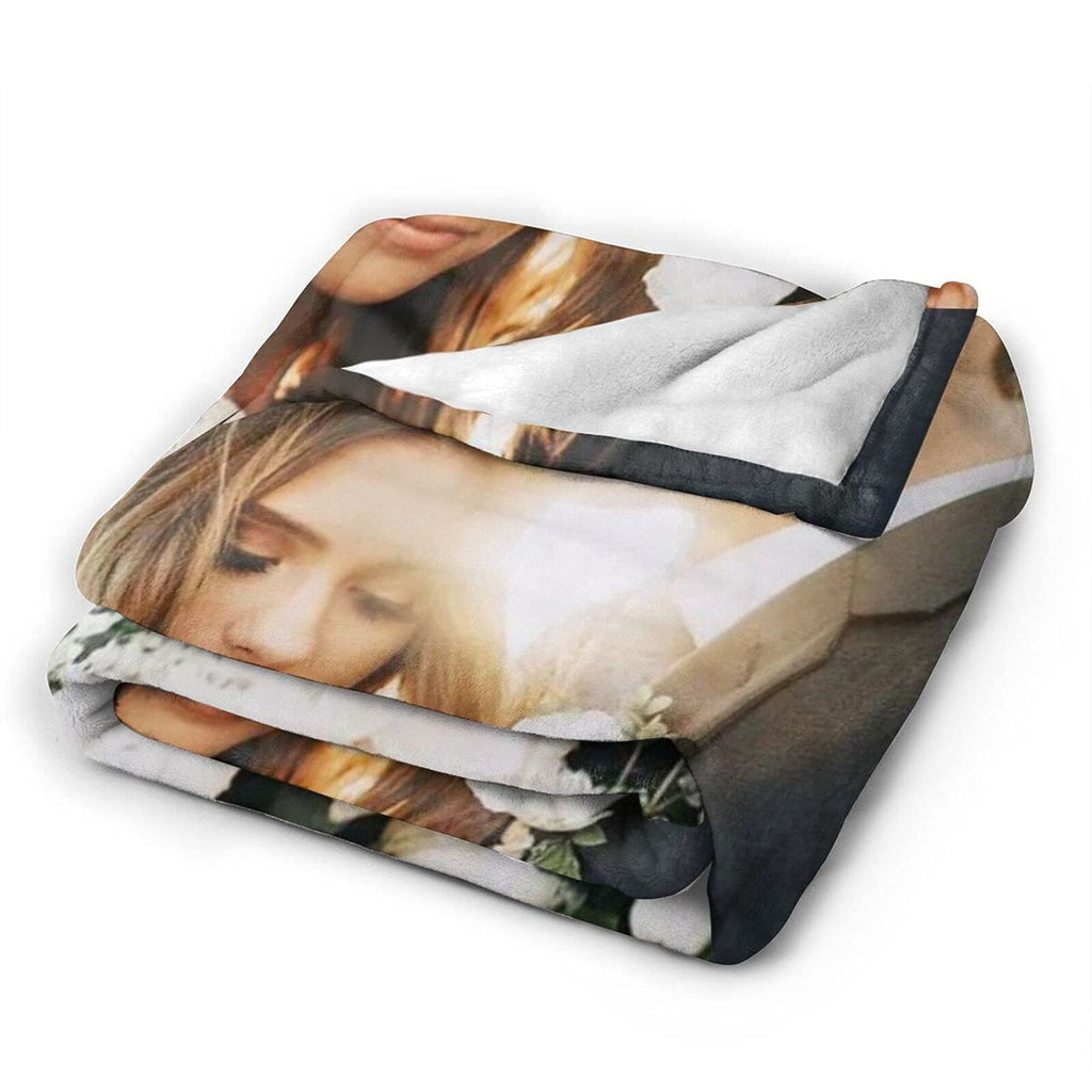 QETXVI Custom Blanket with Photos Text Customized Blanket Personalized Flannel Throw Blankets for Adult Kid Birthday Christmas Halloween Fathers Mothers Valentines Gift - 40"x 50"