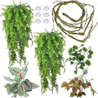 Reptile Plants for Bearded Dragon Tank Accessories, Terrarium Plant Artificial Decor for Snake Cage, Fake Plant for Leopard Gecko Habitat, Lizard Chameleon Ball Pythons (Group BN)