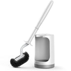 Toilet Bowl Brush Holder Set: Curved Design with Holder for Deep Cleaning Under Rim - Compact Hidden Scrubber for Small Space - Modern RV Bathroom Accessories - White 1 Pack