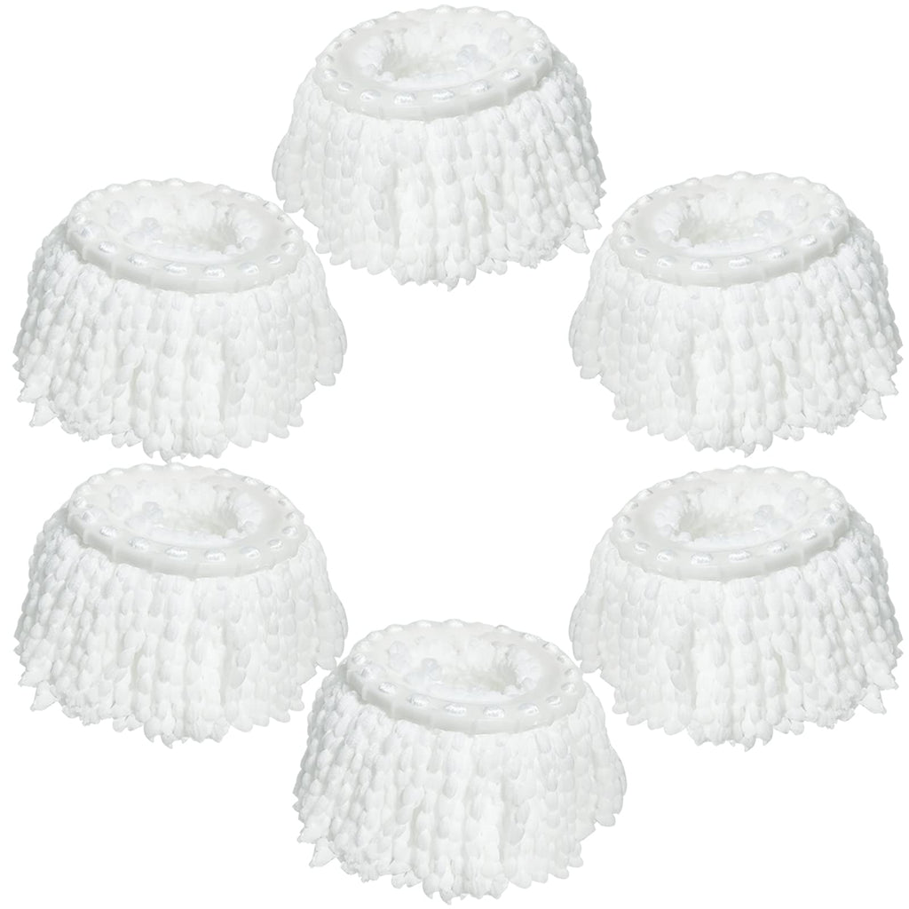 6 Pack Mop Heads Replacements, Compatible with FunClean Spin Mop & RinseWise Mop Bucket, Microfiber Spin Mop Head Refill Cleaning Supplie for Home Industrial and Commercial Use