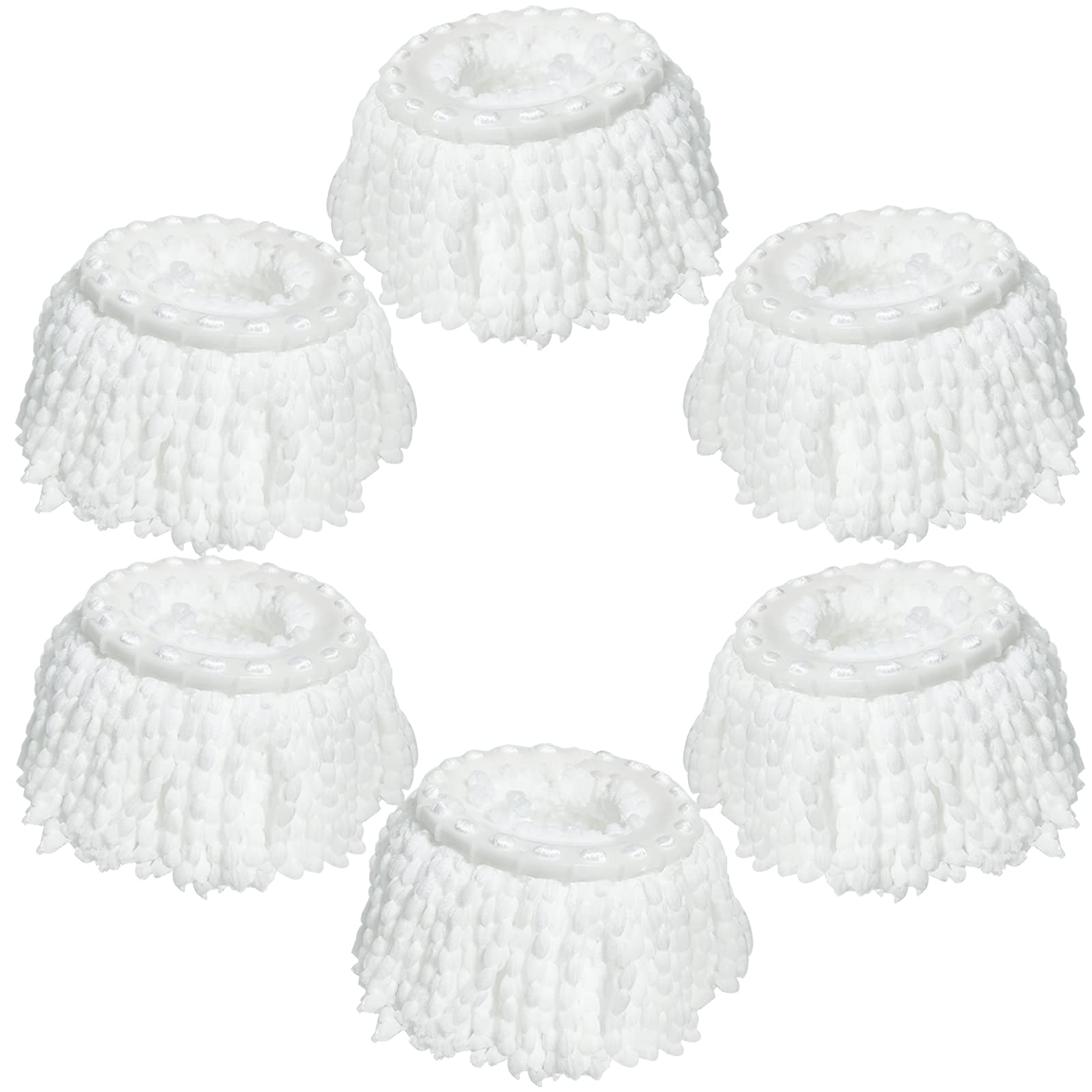 6 Pack Mop Heads Replacements, Compatible with FunClean Spin Mop & RinseWise Mop Bucket, Microfiber Spin Mop Head Refill Cleaning Supplie for Home Industrial and Commercial Use