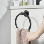 SetSail Towel Holder for Bathroom Wall Matte Black Towel Ring Stainless Steel Hand Towel Holder Heavy Duty Towel Hanger for Bath, Kitchen