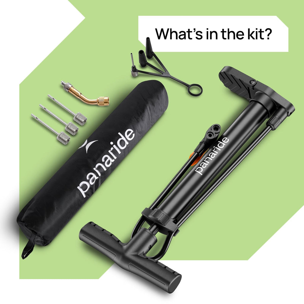Bike Pump Floor, Advanced Bike Tire Inflator, Bicycle Hand Air Pump with Dual Presta and Schrader Valves, Handheld Pump, Suitable for Road and Mountain Bikes, Baby Stroller, Balls (Portable)