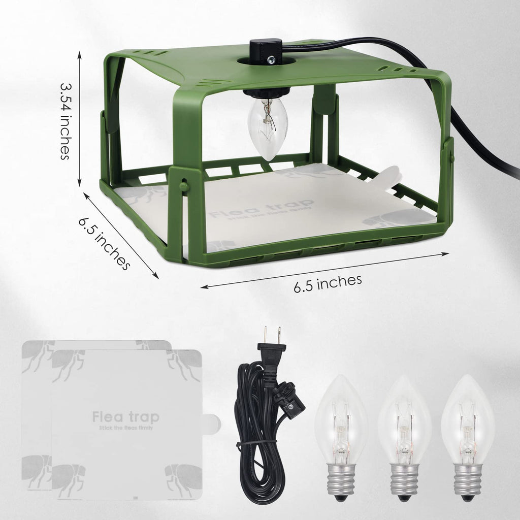 Flea Trap Indoor 2Pcs,Flea Strap Flea Killer Trap Pad Bed Bug Trap with 2 Glue Discs Odorless Non-Toxic flea Light Bulb for Inside Your Home Like Fleas,Flies,Mosquitoes,Gnats,Moths