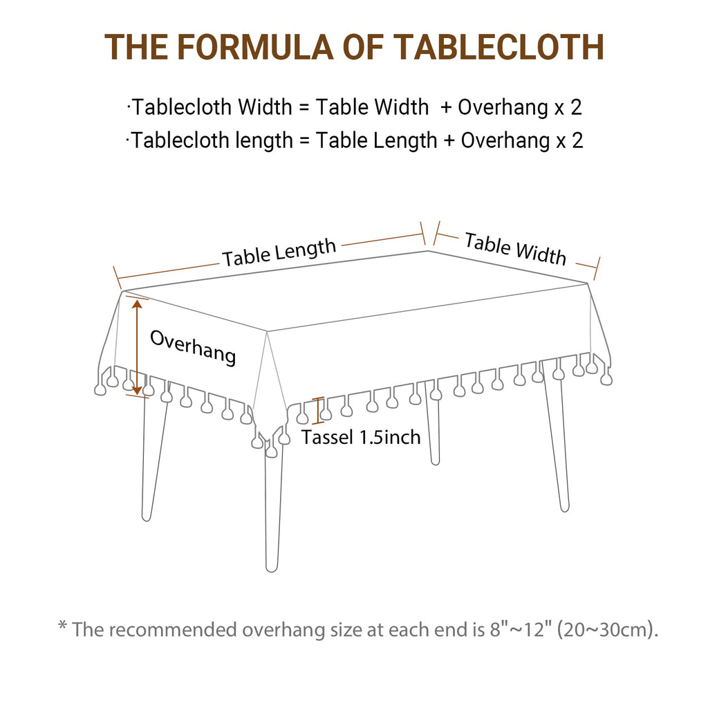 Deep Dream Tablecloths, Embroidered Waterproof Table Cloth Cotton Linen Wrinkle Free Anti-Fading Table Cover Decoration for Kitchen Dinning Party Christmas, 55 x 86 Inch - Light Brown