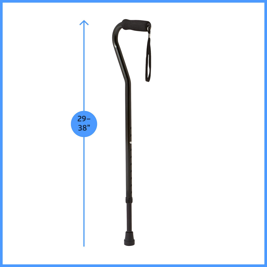 Medline Aluminum Offset Walking Cane for Seniors & Adults is Portable and Lightweight for Balance, Knee Injuries, Mobility & Leg Surgery Recovery, Black