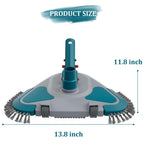 Upgrade Pro Weighted Triangular Pool Rotative Vacuum Head with Brush & EZ Clip Handle - for Cleaning Surface Safe on Vinyl Lined Pools