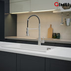 GIMILI Kitchen Faucet with Pull Down Sprayer Single Hole Stainless Steel Sink Faucet, Suitable for Farmhouses, RV, Laundry Room, Outdoor, and Campers. Llave para fregadero de cocina Brushed Nickel