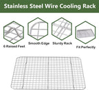 ROTTAY Baking Sheet with Rack Set (2 Pans + 2 Racks), Stainless Steel Cookie Sheet with Cooling Rack, Nonstick Baking Pan, Warp Resistant & Heavy Duty & Rust Free, Size 16 x 12 x 1 Inches