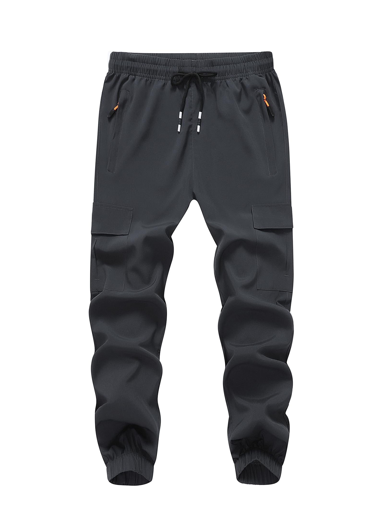 Boy's Cargo Joggers Pants Youth Quick Dry Hiking Pull-On Lightweight Pants for Sports Outdoor with Zipper Pockets(3801-D.Gray10)