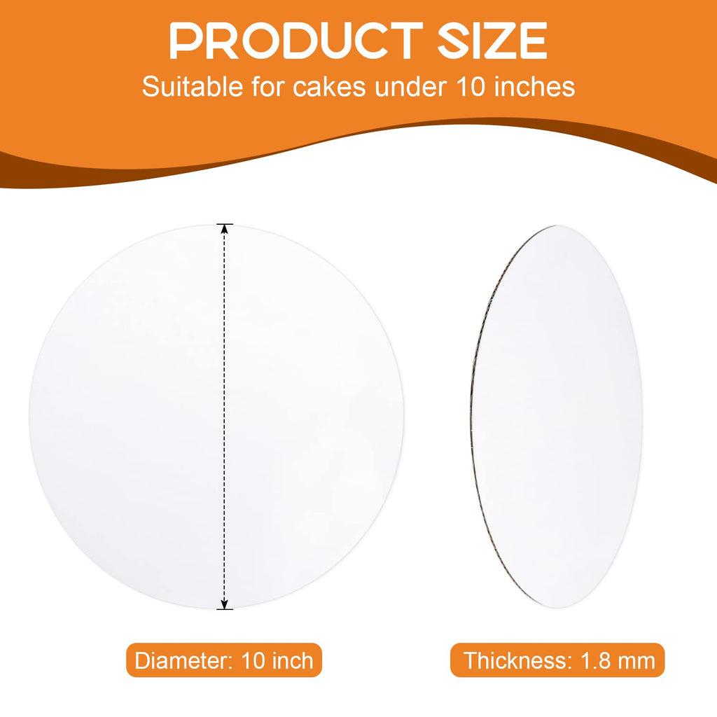80-Pack Cake Boards 10 inch Round White Cake Circles Rounds Base Food-Grade Cardboard Cake Board for Cakes, Christmas, Bread, Desserts（Thin and strong）
