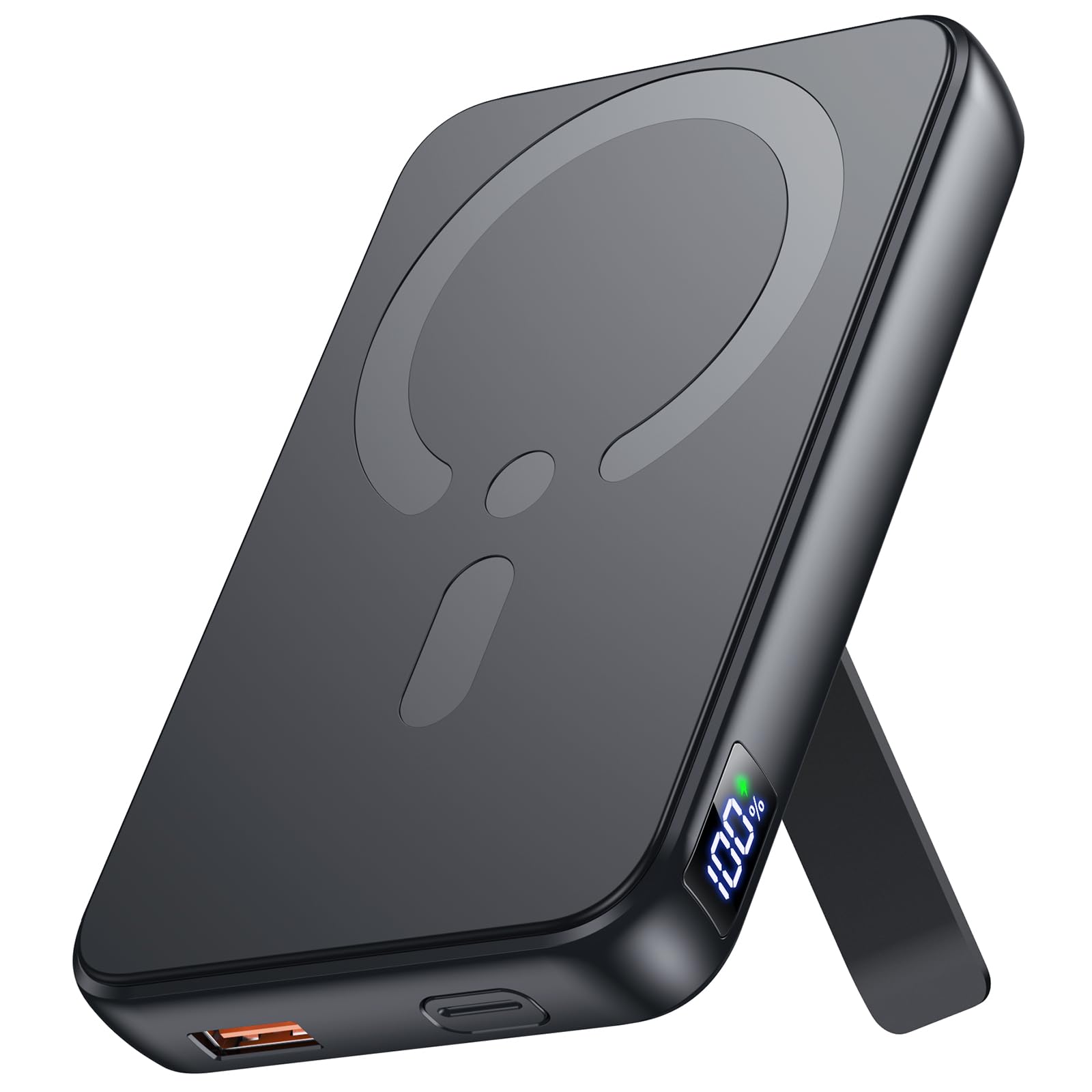 for Magsafe Portable Charger, 12000mAh Wireless Magnetic Power Bank with Stand and USB C in/Out Fast Charging, for Magsafe Battery Pack Compatible with iPhone 15/14/13/12 Pro/Pro Max Series-Black