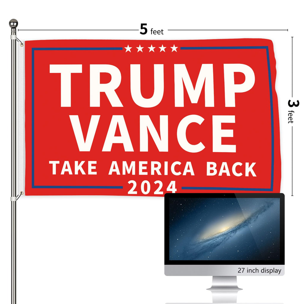 Probsin Trump Vance 2024 Flag 3x5 Ft Double Sided Trump Vance 2024 Take America Back MAGA Flag Party Supplies Yard Signs Hanging Poster for College Room Man Cave Welcome Photo Backdrop (Red)