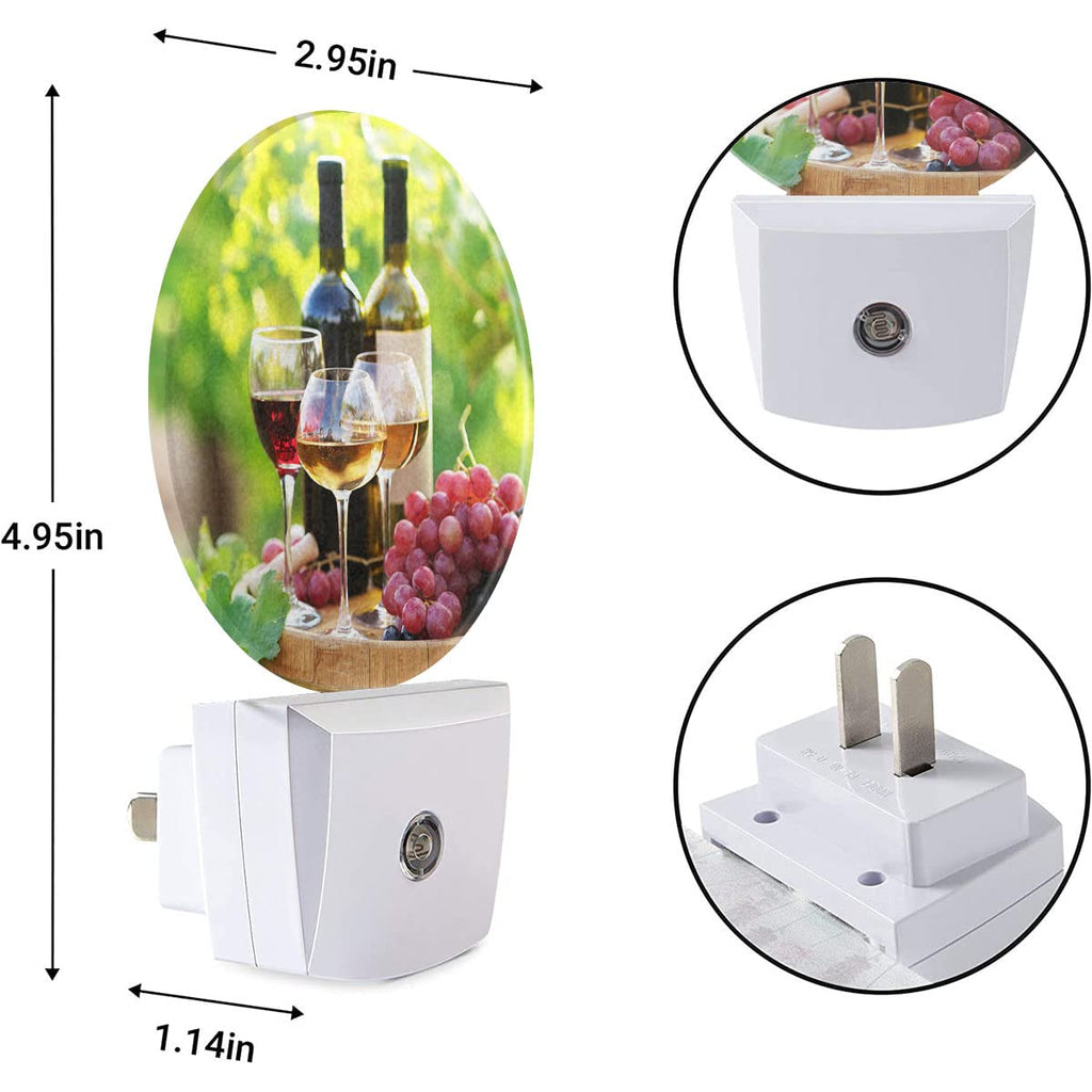 EKOBLA Autumn Harvest Night Light Wine with Grapes Night Lights Plug into Wall, Dusk to Dawn Sensor Nightlight for Stairway/Hallway/Kitchen, 0.5W Sleep Friendly for Boys Girls Seniors Elderly