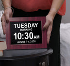 American Lifetime 【New 2024 Dementia Clock Large Digital Clock for Seniors, Digital Clock Large Display, Custom Alarms, Clock with Day & Date for Elderly, Large Number Digital Clock Mahogany, 15 Inch