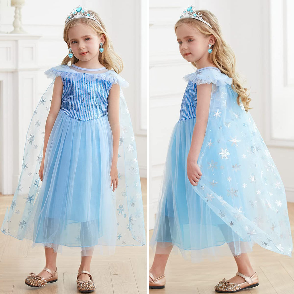 iTVTi Little Girl Princess Dress Halloween Carnival Cosplay Costume with Accessories Blue, 4-5 Years (Tag 120)