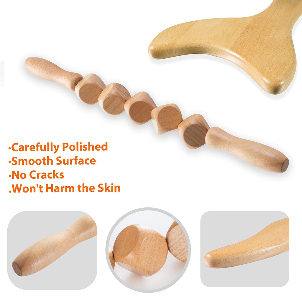 YMM Wood Therapy Massage Tools for Body Shaping, 3-in-1 Lymphatic Drainage Massager, Professional Maderoterapia Kit, Anti Cellulite Massage Roller Body Sculpting Tools Set