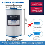 Mamokin Spa Filter 6CH-402 Replaces PMA40L-F2M, Master Spas Twilight X268365, X268543, X268511, X268514, Unicel 6CH-402, Filbur FC-0317, 2" Male Thread/MPT Hot Tub Filter 2PACK
