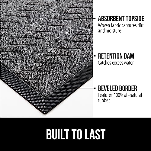 Gorilla Grip All-Season WeatherMax Doormat, 47x35, Durable Natural Rubber, Stain and Fade Resistant, Low Profile, Indoor Outdoor Door Mats, Easy Clean Patio Entrance Mat, Steel Chevron