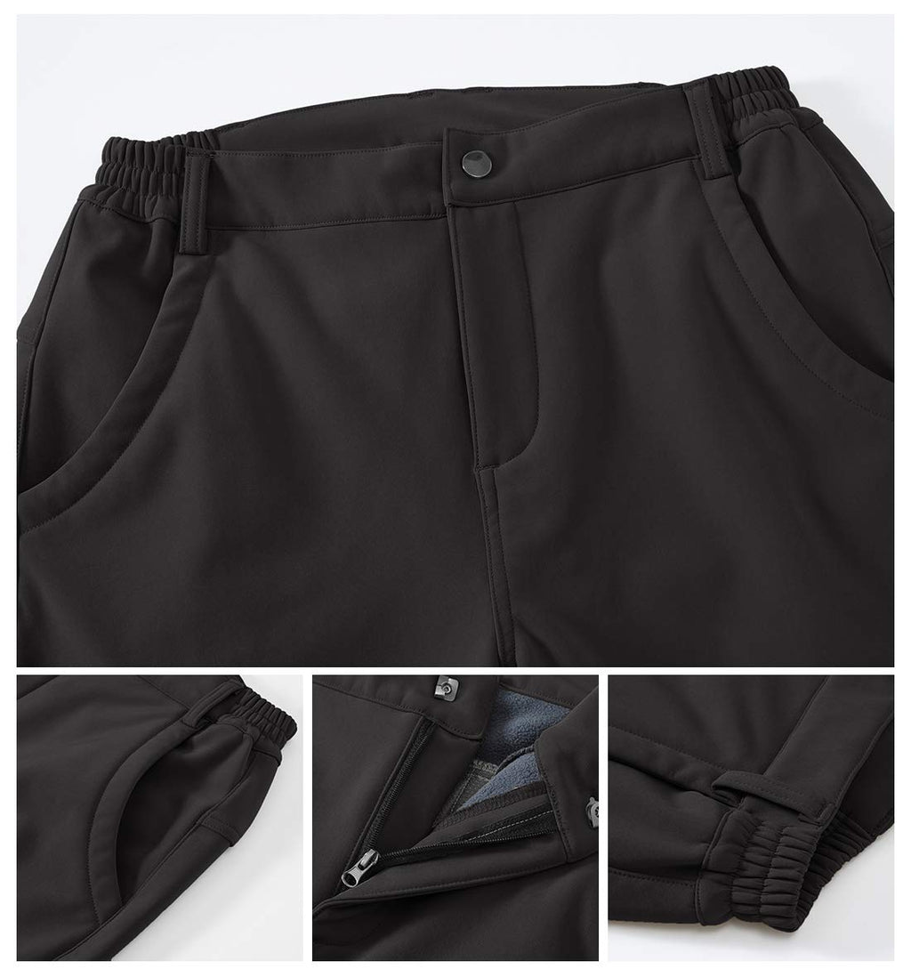 Gopune Women's Waterproof Windproof Outdoor Hiking Snow Ski Insulated Pants (Black,L)