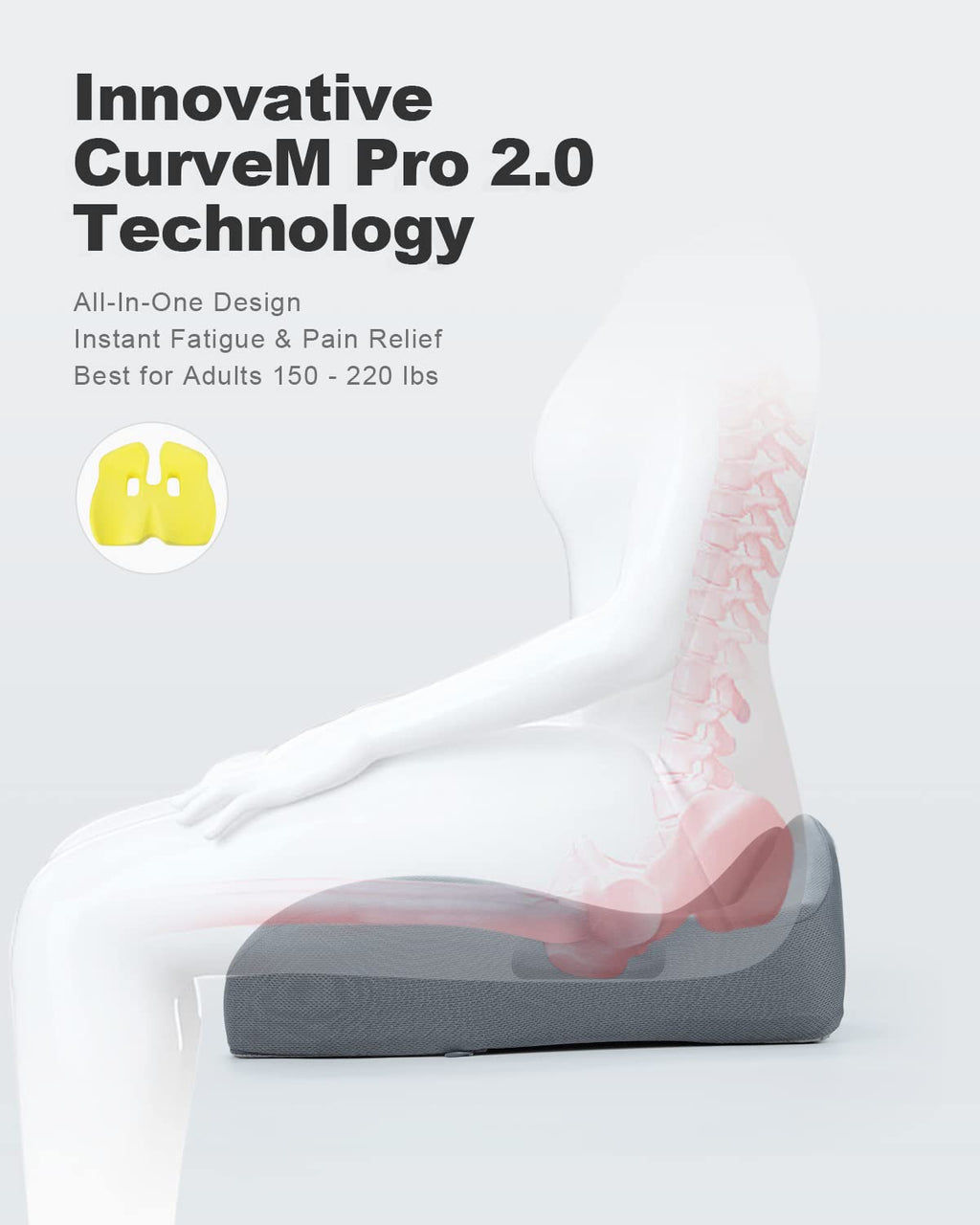 Foamula Seat Cushion for Office Chair, Memory Foam Sciatica Pain Relief Pillow, Seat Cushion for Hip, Tailbone, Coccyx Pain, Desk Chair Cushion for Office, Home Chair, Gaming Chair, Car, Wheelchair