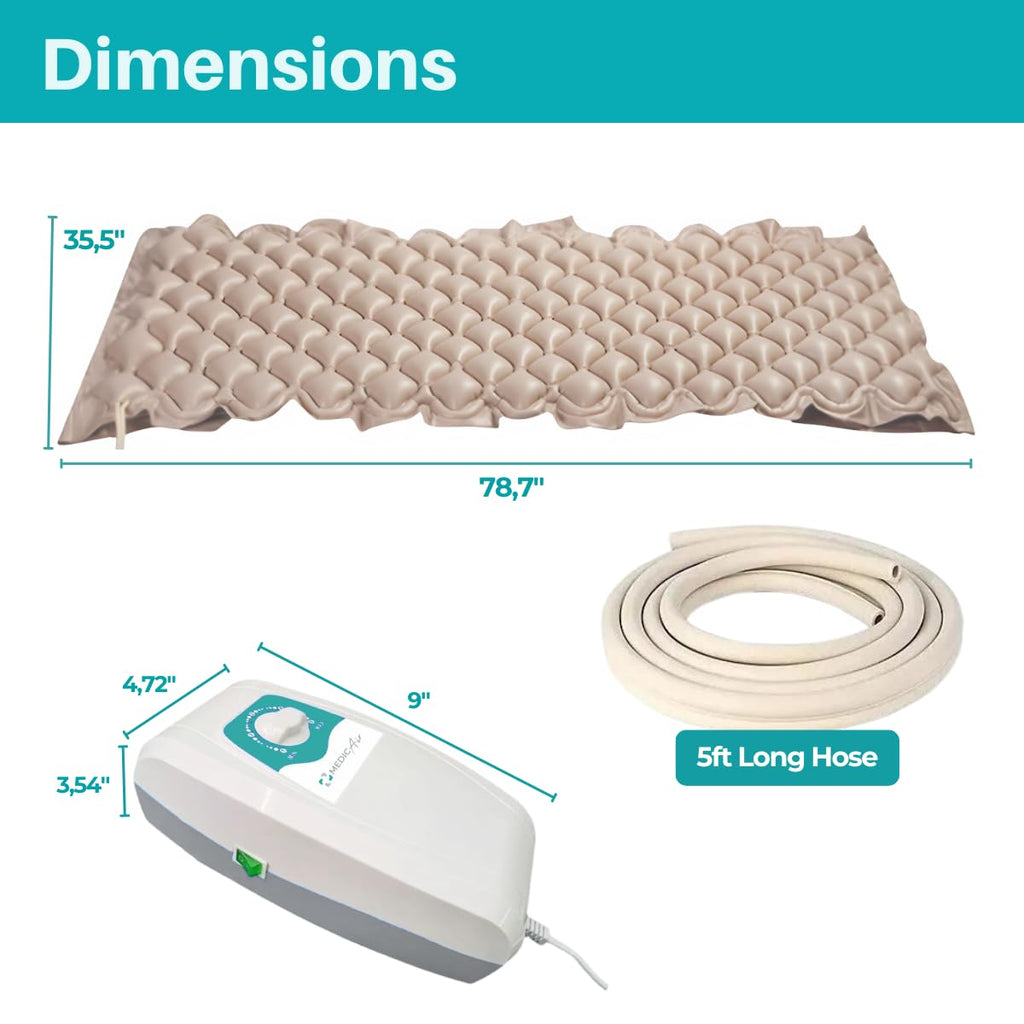 Safe Medic Alternating Air Pressure Mattress Pad, Bed Sore Prevention, with Quiet Pump Waterproof, Bedsore Mattress Relief, Hospital Mattress Top, Bubble Bed, colchón antiescaras para ancianos