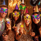 MGparty 168 PCS Mardi Gras Accessories - Masks Beads Necklaces Coins Tattoos Carnival Parade Masquerade Party Decorations Supplies