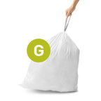 simplehuman Code G 200 Count,Genuine Custom Fit Liners, Drawstring Trash Bags in Dispenser Packs, 30 Liter / 8 Gallon, White