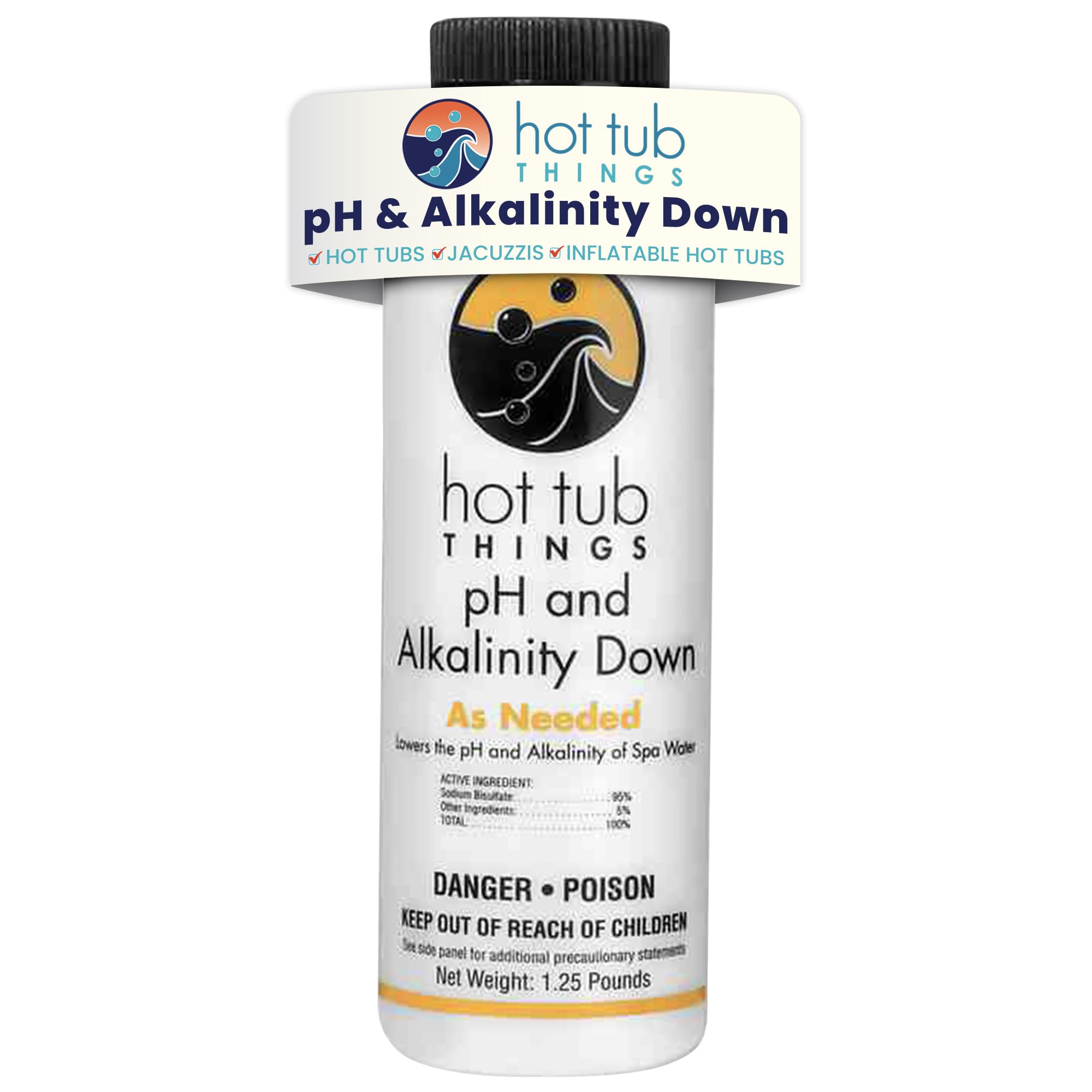 Hot Tub Things pH & Alkalinity Down - Alkalinity Decreaser for Hot Tubs & Spas - pH Down for Pools, Maintains Clear Water, Gentle on Equipment, Easy Water Balance Solution for Spas & Pools - 1.25 lb