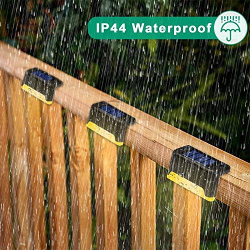 Solar Pool Side Lights Color Changing Solar Deck Lights Outdoor LED Step Light Waterproof Pool Accessories Decor for Stairs Fence Yard Driveway Pathway Yard Backyard Garden (Black-Warm white, 16)