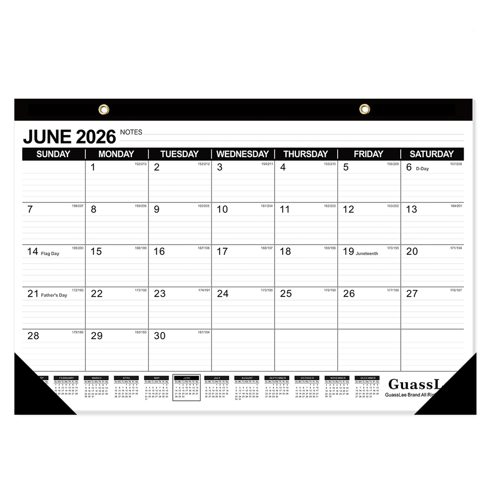 Desk Calendar 2026-2027 - 19 Months Academic Calendar 17" × 11.5" Desktop Calendar from Jun. 2026 to Dec. 2027 with Julian Date for Home School Office Desk Top Organizing
