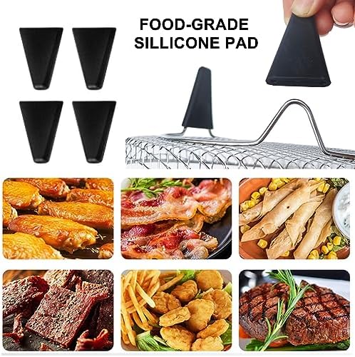 Upgrade Air Fryer Rack,Three Stackable Dehydrator Racks for Gowise Phillips USA Cozyna Ninja Airfryer,Stainless Steel Rectangle Air Fryer Rack,Ninja Dual Air Fryer Accessories (Rectangle)