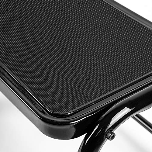 Leekpai Step Stool with Handle for Adults，Seniors Heavy Duty Holds 330 lbs.Stepping Stool for Elderly Adults, Attractive Black for Kitchen